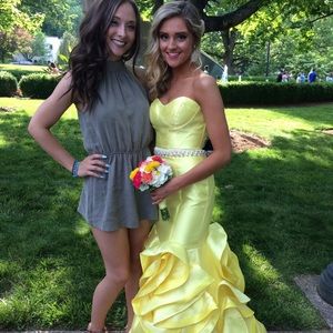 Yellow Rachel Allan couture gown size 0
